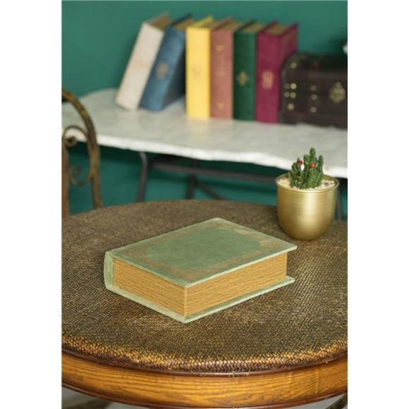 Decorative Vintage Book Shaped Trinket Storage Box - Antique Green - Picture 6 of 7